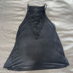 American Eagle Soft and Sexy Lace Up Grey Tank Top Size Medium